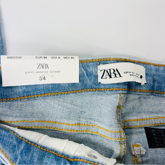 ZARA Long Denim Jeans Mid Waist 2 (34) NWT - Picture 4 of 11